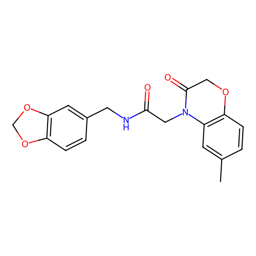 N-(1,3-benzodioxol-5-ylmethyl)-2-(6-methyl-3-oxo-1,4-benzoxazin-4-yl)acetamide structure