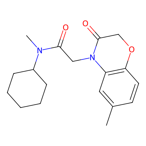 N-cyclohexyl-N-methyl-2-(6-methyl-3-oxo-2,3-dihydro-4H-1,4-benzoxazin-4-yl)acetamide structure