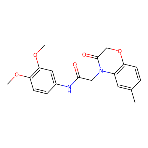 N-(3,4-dimethoxyphenyl)-2-(6-methyl-3-oxo-1,4-benzoxazin-4-yl)acetamide structure