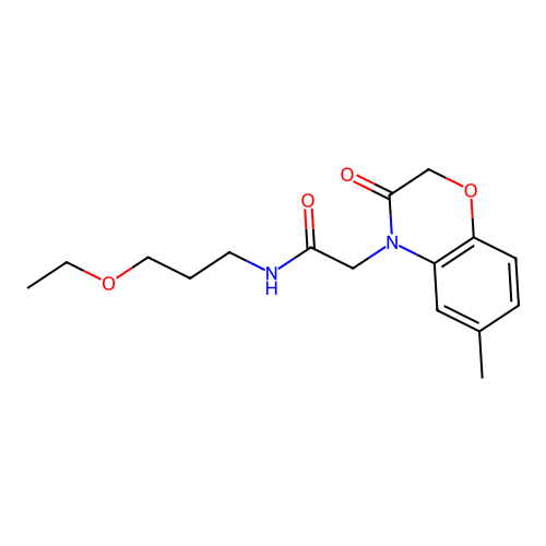 N-(3-ethoxypropyl)-2-(6-methyl-3-oxo-1,4-benzoxazin-4-yl)acetamide structure