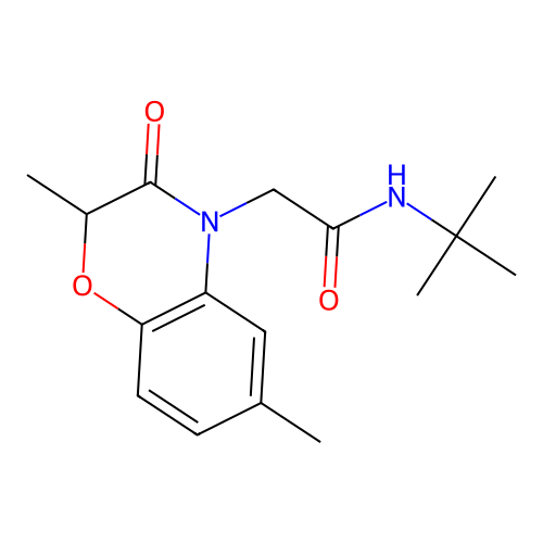 N-tert-butyl-2-(2,6-dimethyl-3-oxo-1,4-benzoxazin-4-yl)acetamide structure