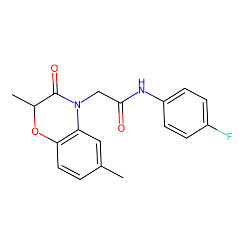 2-(2,6-dimethyl-3-oxo-1,4-benzoxazin-4-yl)-N-(4-fluorophenyl)acetamide structure