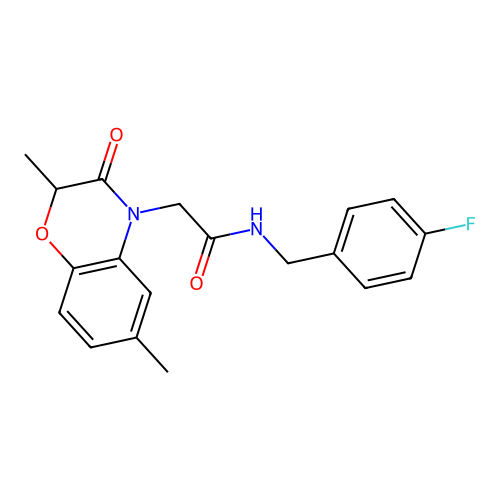 2-(2,6-dimethyl-3-oxo-1,4-benzoxazin-4-yl)-N-[(4-fluorophenyl)methyl]acetamide structure