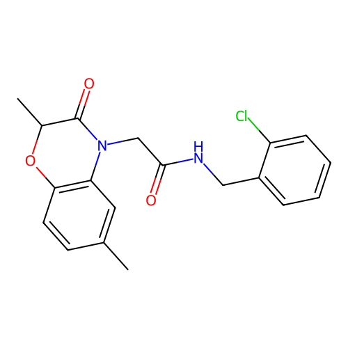 N-[(2-chlorophenyl)methyl]-2-(2,6-dimethyl-3-oxo-1,4-benzoxazin-4-yl)acetamide structure
