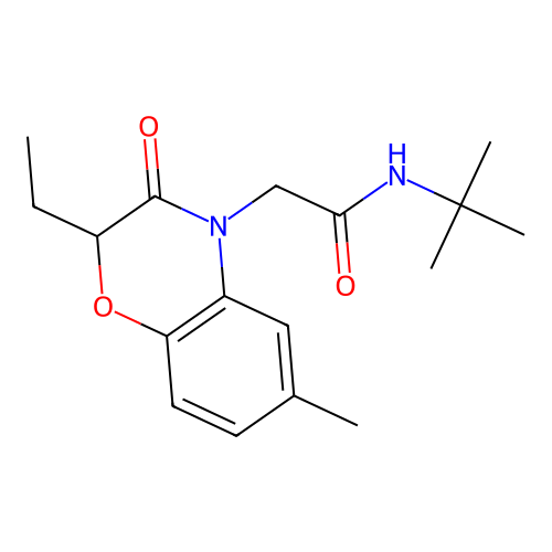 N-tert-butyl-2-(2-ethyl-6-methyl-3-oxo-1,4-benzoxazin-4-yl)acetamide structure