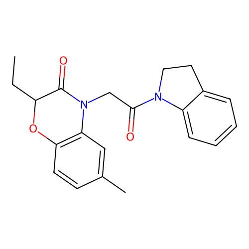 4-[2-(2,3-Dihydroindol-1-yl)-2-oxoethyl]-2-ethyl-6-methyl-1,4-benzoxazin-3-one structure