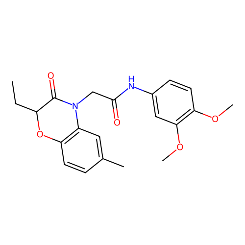 N-(3,4-dimethoxyphenyl)-2-(2-ethyl-6-methyl-3-oxo-1,4-benzoxazin-4-yl)acetamide structure