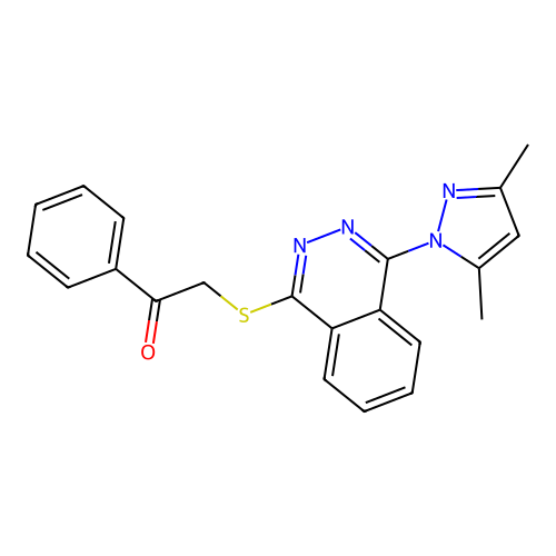 2-{[4-(3,5-Dimethyl-1H-pyrazol-1-yl)-1-phthalazinyl]sulfanyl}-1-phenylethanone structure