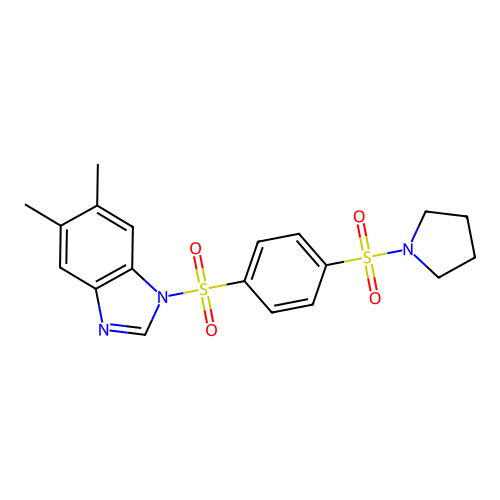 5,6-Dimethyl-1-(4-pyrrolidin-1-ylsulfonylphenyl)sulfonylbenzimidazole structure