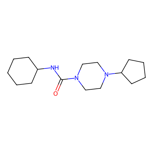 N-cyclohexyl-4-cyclopentylpiperazine-1-carboxamide structure