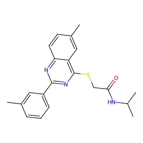 2-[6-methyl-2-(3-methylphenyl)quinazolin-4-yl]sulfanyl-N-propan-2-ylacetamide structure