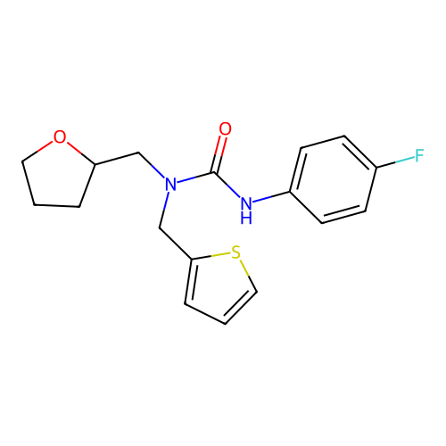 3-(4-Fluorophenyl)-1-(oxolan-2-ylmethyl)-1-(thiophen-2-ylmethyl)urea structure