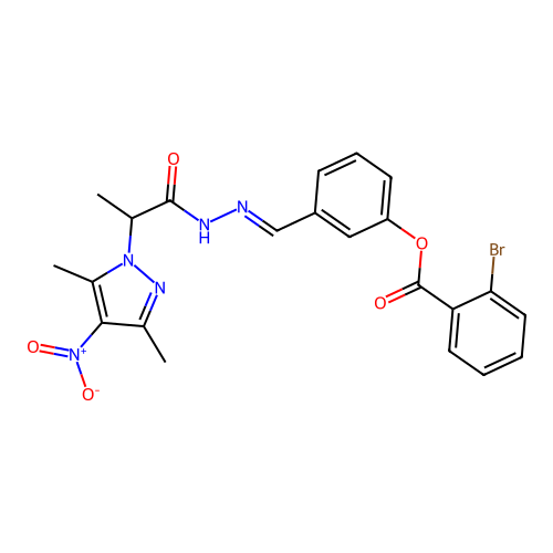 1H-Pyrazole-1-aceticacid,alpha,3,5-trimethyl-4-nitro-,[[3-[ oxy]phenyl]methylene]hydrazide structure
