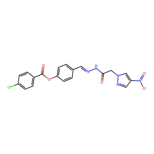[4-[[[2-(4-nitropyrazol-1-yl)acetyl]hydrazinylidene]methyl]phenyl] 4-chlorobenzoate structure