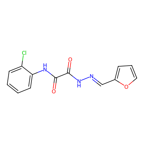 N-(2-chlorophenyl)-N'-(furan-2-ylmethylideneamino)oxamide structure