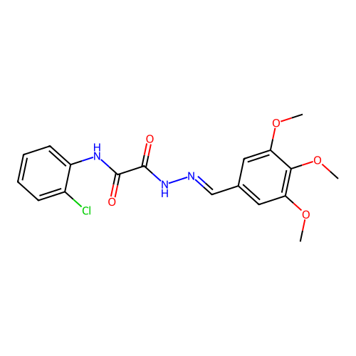 N-(2-chlorophenyl)-N'-[(3,4,5-trimethoxyphenyl)methylideneamino]oxamide structure