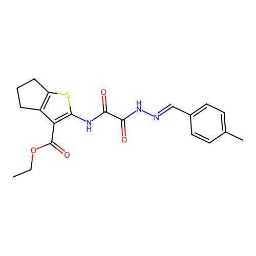 4H-Cyclopenta[b]thiophene-3-carboxylic acid, 5,6-dihydro-2-[[[[(4-methylphenyl)methylene]hydrazino]oxoacetyl]amino]-, ethyl ester (9CI) structure