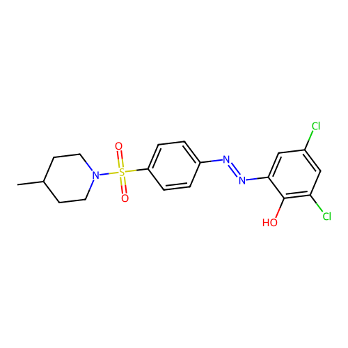 2,4-Dichloro-6-({4-[(4-methyl-1-piperidinyl)sulfonyl]phenyl}diazenyl)phenol structure