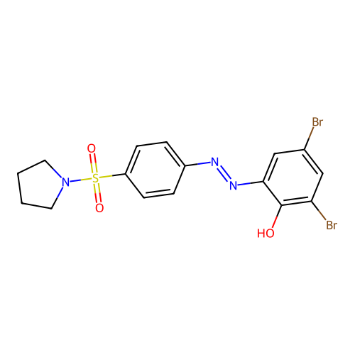 2,4-Dibromo-6-{[4-(1-pyrrolidinylsulfonyl)phenyl]diazenyl}phenol structure