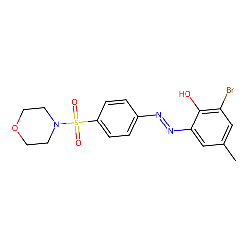 2-bromo-4-methyl-6-{(E)-[4-(morpholin-4-ylsulfonyl)phenyl]diazenyl}phenol structure