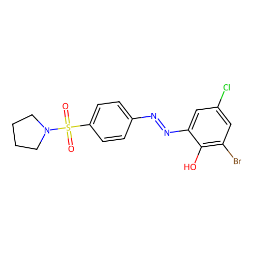 2-Bromo-4-chloro-6-{[4-(1-pyrrolidinylsulfonyl)phenyl]diazenyl}phenol structure