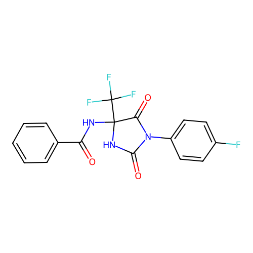 N-[1-(4-fluorophenyl)-2,5-dioxo-4-(trifluoromethyl)imidazolidin-4-yl]benzamide structure