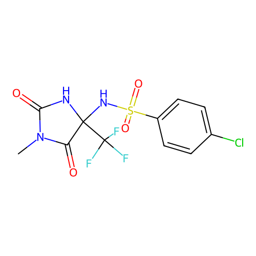 4-chloro-N-[1-methyl-2,5-dioxo-4-(trifluoromethyl)imidazolidin-4-yl]benzenesulfonamide structure