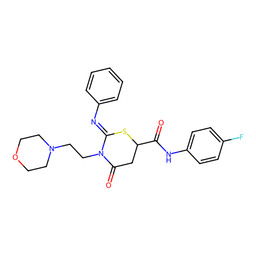 (2Z)-N-(4-fluorophenyl)-3-[2-(morpholin-4-yl)ethyl]-4-oxo-2-(phenylimino)-1,3-thiazinane-6-carboxamide structure