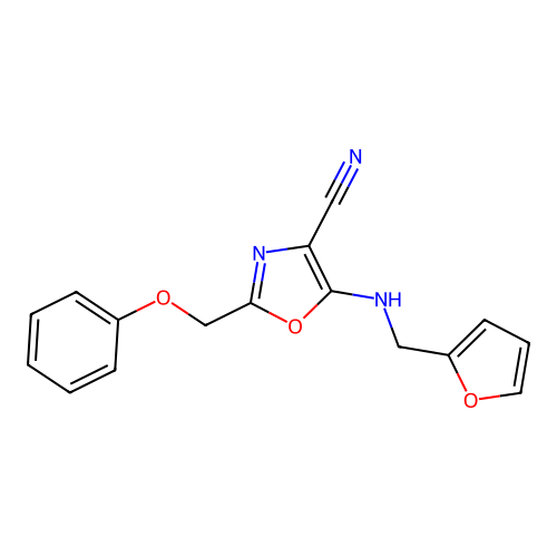 5-[(Furan-2-ylmethyl)amino]-2-(phenoxymethyl)-1,3-oxazole-4-carbonitrile structure