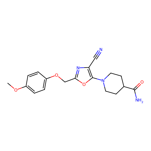 1-{4-Cyano-2-[(4-methoxyphenoxy)methyl]-1,3-oxazol-5-yl}piperidine-4-carboxamide structure