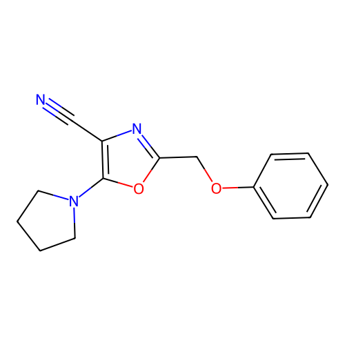 2-(Phenoxymethyl)-5-pyrrolidin-1-yl-1,3-oxazole-4-carbonitrile structure