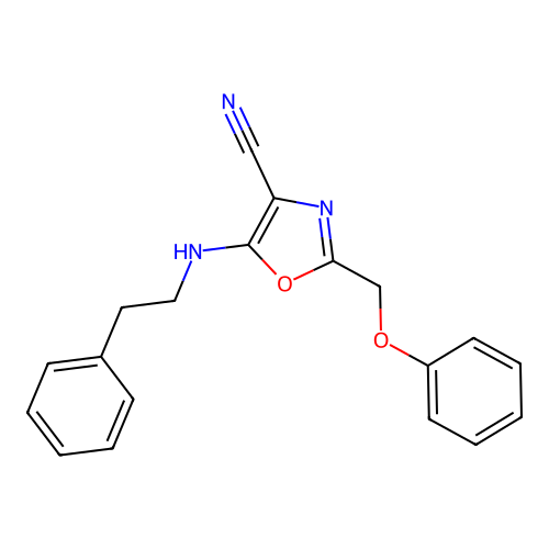 2-(Phenoxymethyl)-5-[(2-phenylethyl)amino]-1,3-oxazole-4-carbonitrile structure