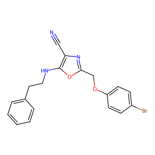 2-[(4-Bromophenoxy)methyl]-5-[(2-phenylethyl)amino]-1,3-oxazole-4-carbonitrile structure