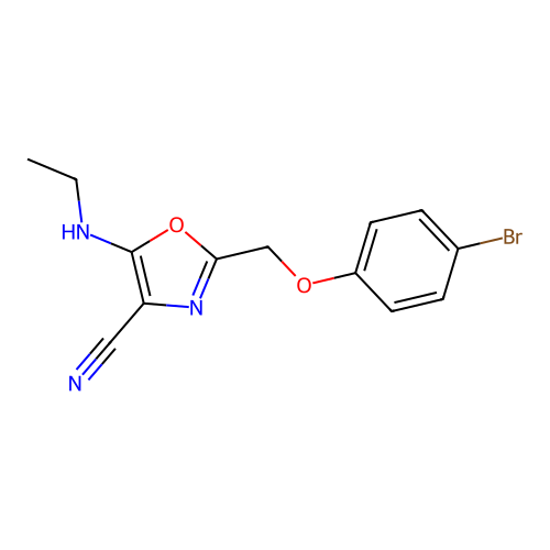 2-[(4-Bromophenoxy)methyl]-5-(ethylamino)-1,3-oxazole-4-carbonitrile structure