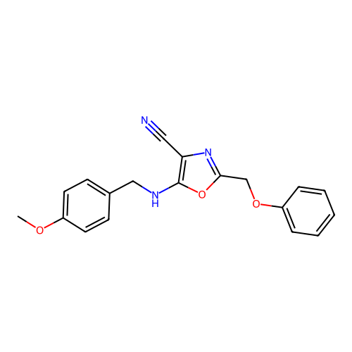 5-[(4-Methoxybenzyl)amino]-2-(phenoxymethyl)-1,3-oxazole-4-carbonitrile structure