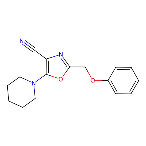 2-(Phenoxymethyl)-5-(piperidin-1-yl)-1,3-oxazole-4-carbonitrile structure