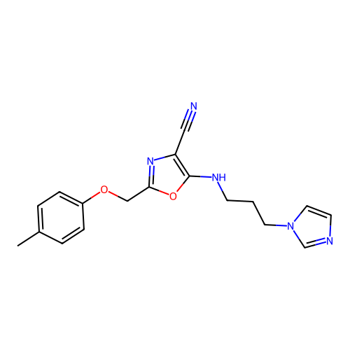 5-(3-Imidazol-1-yl-propylamino)-2-p-tolyloxymethyl-oxazole-4-carbonitrile structure