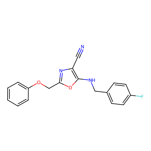 5-[(4-Fluorobenzyl)amino]-2-(phenoxymethyl)-1,3-oxazole-4-carbonitrile structure