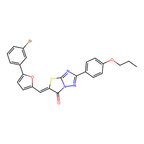 (Z)-5-((5-(3-bromophenyl)furan-2-yl)methylene)-2-(4-propoxyphenyl)thiazolo[3,2-b][1,2,4]triazol-6(5H)-one structure