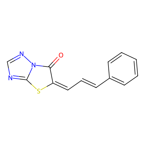 (E)-5-((E)-3-phenylallylidene)thiazolo[3,2-b][1,2,4]triazol-6(5H)-one structure
