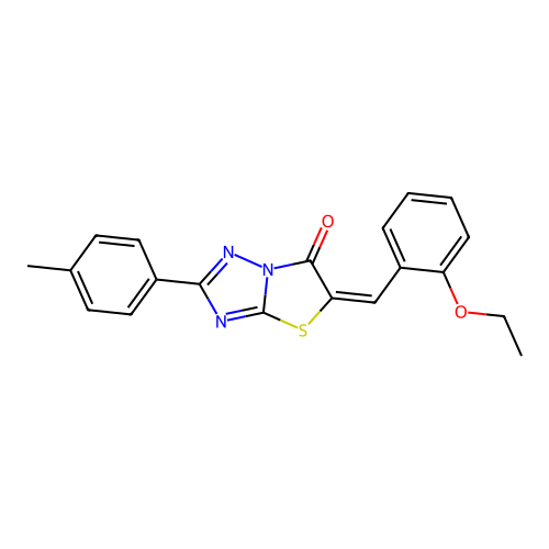 (5E)-5-(2-ethoxybenzylidene)-2-(4-methylphenyl)[1,3]thiazolo[3,2-b][1,2,4]triazol-6(5H)-one structure