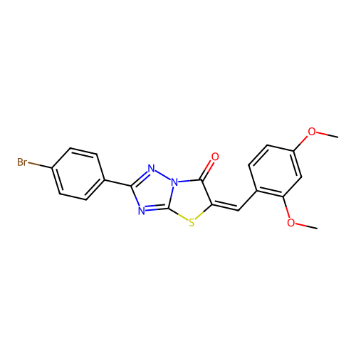 (5E)-2-(4-bromophenyl)-5-(2,4-dimethoxybenzylidene)[1,3]thiazolo[3,2-b][1,2,4]triazol-6(5H)-one structure