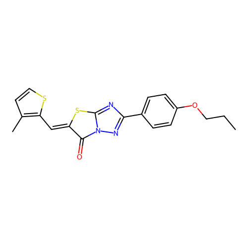 (Z)-5-((3-methylthiophen-2-yl)methylene)-2-(4-propoxyphenyl)thiazolo[3,2-b][1,2,4]triazol-6(5H)-one structure
