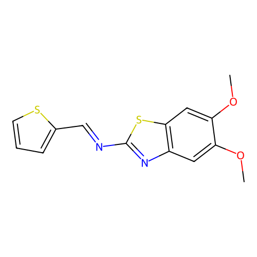 N-(5,6-dimethoxy-1,3-benzothiazol-2-yl)-1-thiophen-2-ylmethanimine structure