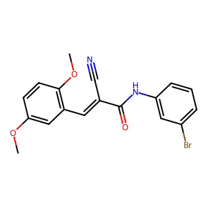 N-(3-bromophenyl)-2-cyano-3-(2,5-dimethoxyphenyl)acrylamide structure