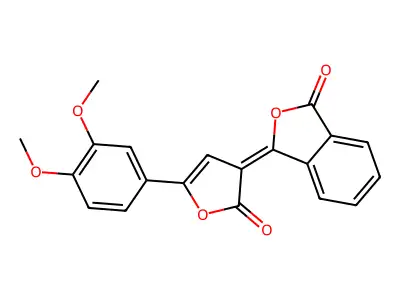 (3E)-3-[5-(3,4-dimethoxyphenyl)-2-oxofuran-3-ylidene]-2-benzofuran-1-one structure