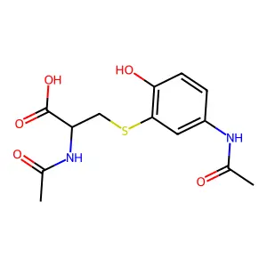 S-(5-Acetamido-2-hydroxyphenyl)-N-acetyl-DL-cysteine structure