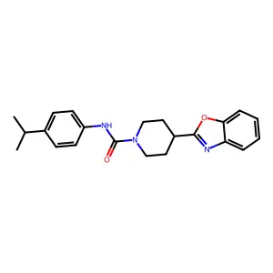 4-Benzooxazol-2-yl-piperidine-1-carboxylic acid (4-isopropyl-phenyl)-amide structure