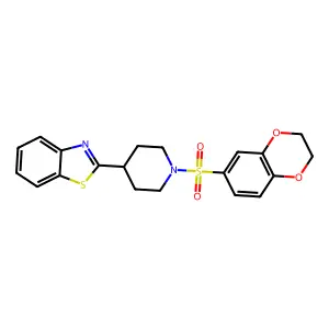 2-[1-(2,3-Dihydro-benzo[1,4]dioxine-6-sulfonyl)-piperidin-4-yl]-benzothiazole structure