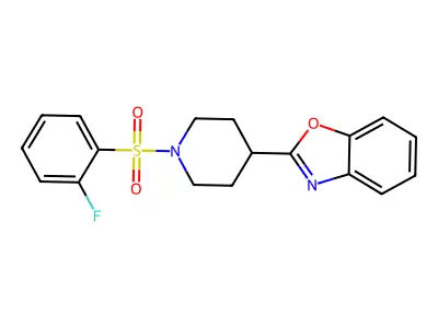 2-{1-[(2-Fluorophenyl)sulfonyl]-4-piperidinyl}-1,3-benzoxazole structure
